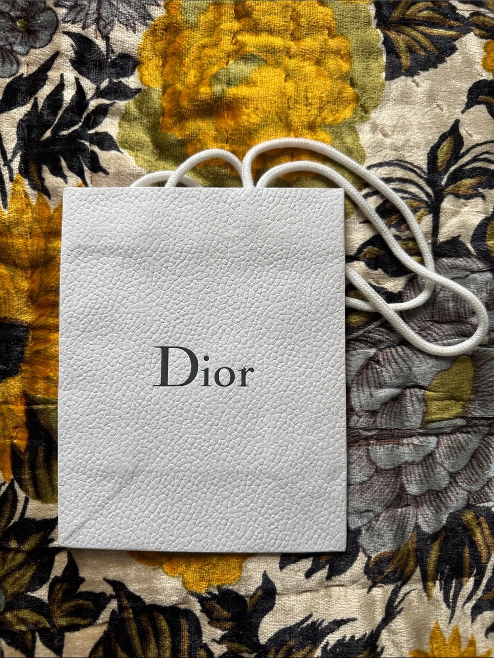 Dior White Textured Paper Gift Bag with Black Logo